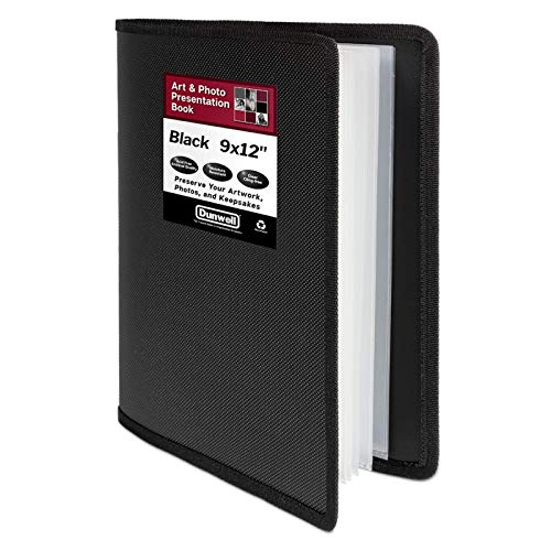 Dunwell Art Portfolio 9x12 Folder - (Black, 1 Pack), Portfolio Folder for Artwork, Presentation Book with 9 x 12