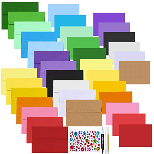 108 Sets 18 Colors A6 Invitations Envelopes 4 3/4 x 6 1/2 Envelopes Self Seal with Blank 4.6 x 6.3 Flat Note Cards Bulk DIY Card Making Supplies for Wedding Baby Shower Greeting Announcement Mailing