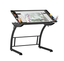 Load image into Gallery viewer, SD STUDIO DESIGNS Triflex Drawing Table, Sit to Stand Up Adjustable Office Home Computer Desk, 35.25&quot; W X 23.5&quot; D, Charcoal Black/Clear Glass
