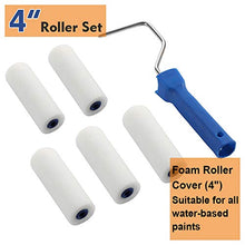 Load image into Gallery viewer, Foam Paint Roller Kit -Small Paint Tray Set with High-Density Foam Mini Roller Refills, Roller Frame, Paint Tray, 4&quot; Microfiber Roller Covers, House Painting Roller Brush(12-Pack)
