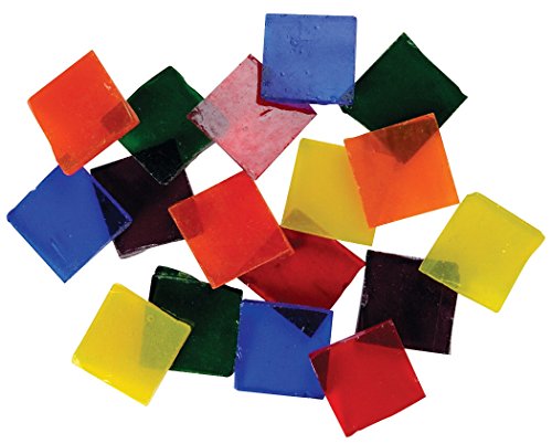 Jennifer's Mosaics Cathedral Stained Glass Square Mosaic Tiles, 3/4 Inch, 4 Pounds - 405437