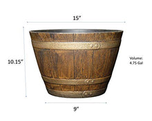 Load image into Gallery viewer, Classic Home and Garden 72 Whiskey Barrel, 15&quot;, Distressed Oak
