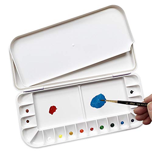 18-Wells Watercolor Paint Palette,Premium Moisturizing foldable Travel Portable Folding Paint Palette Box (BLUE, 18-WELLS)