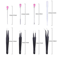 Load image into Gallery viewer, 13 Pieces Silicone Resin Mold Tool Set Nail Art Stirring Rod Muddler Poke Needle Spoon Kit Anti-Static Stainless Steel Tweezers Kit with 3 Droppers for Jewelry Making DIY Resin Craft
