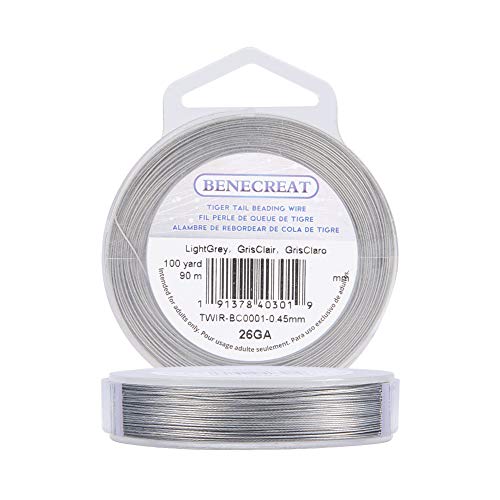 BENECREAT 300-Feet 0.018inch/0.46mm Tiger Tail Beading Wire 7-Strand Bead Stringing Wire