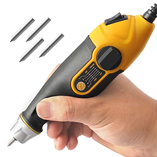 Utool Engraver, 24W Engraving Tool with Soft Rubber Grip for Wood Metal Glass Engraving & Etching with 4 Replaceable Tungsten Carbide Steel Bits