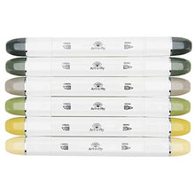 Load image into Gallery viewer, Professional Brush Tip Markers Set of 6 Earth Tone Markers for Outdoor Scenery Drawing Manga Sketching Illustration
