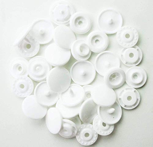 500 Sets Snaps Buttons KAM, BetterJonny Size 20 T5 Glossy Round Resin Plastic Buttons Fasteners Punch Poppers for Baby Bib Cloth Diaper White