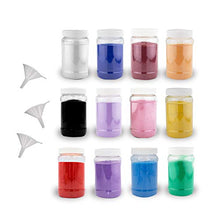 Load image into Gallery viewer, 12 Colored Sand for Sand Art, Color Sand for Kids Plus 3 Small Plastic Funnels Included for Craft Sand Projects

