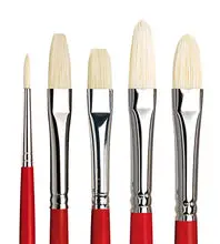 Load image into Gallery viewer, da Vinci Oil &amp; Acrylic Series 4240 Maestro 2 Oil Brush Set, Hog Bristle with Red Handles, 5 Brushes (Series 5023, 5123, 5423, 5923, 5723)
