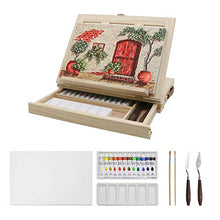 Load image into Gallery viewer, LUCYCAZ Tabletop Easel Painting Set, Adjustable Portable Desktop Wooden Drawing Easel with Storage Drawer, Acylic Paints, Brushes and Palettes for Adults Kids Artist Acrylic Tools Kit
