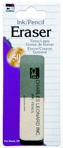 Charles Leonard 2 Sided Ink and Pencil Eraser, Gray/White (80795)