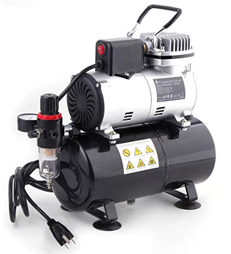 TIMBERTECH Professional Upgraded Airbrush Compressor with 3L Tank, ABPST08 Quiet Airbrush Air Compressor with Cool Down Fan for Airbrush Painting, Makeup, Nail and Tattoo Studios, Hobby