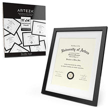 Load image into Gallery viewer, Arteza Document Frame - Displays 11&quot; x 14&quot; Documents w/o Mat or 8.5&quot; x 11&quot; Certificates w/Mat - Wood Finish Frame - Pure Glass Front - Picture Frame for Wall - Gallery Wall
