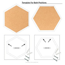 Load image into Gallery viewer, 4 Packs Cork Boards Hexagon Shape with White Framed Bulletin Board Modern Decorative Cork Boards for School, Home,Office(Set Including 40 Push Pins,Hardware and Template)
