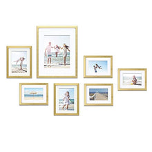 Load image into Gallery viewer, Mimosa Moments Gallery Wall Frame Set with mat for one 8x10, two 5x7 and four 4x6 pictures (Gold, 7 pcs set)
