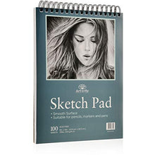 Load image into Gallery viewer, 100 Sheets 9 x 12 Inch Smooth Sketchpad For Drawing Pencils Pens Markers Sketching Coloring Sketch Pad Spiral Bound Sketchbook
