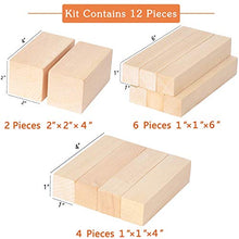 Load image into Gallery viewer, KINGCRAFT 12 Pack Basswood Carving Blocks Soft Solid Wooden Whittling Kit for Whittler Starter Kids
