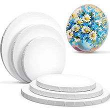 Load image into Gallery viewer, 6 Pieces Round-Shaped Paint Board Canvas, White Round Hand Painted Canvases Set for Painting for Students Artist Hobby Painters and Beginners (8 Inch, 10 Inch and 12 Inch)
