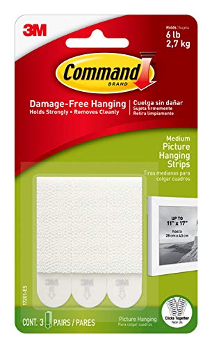 Command Picture Hanging Strips, Medium, White, 3-Pairs (17201-ES)