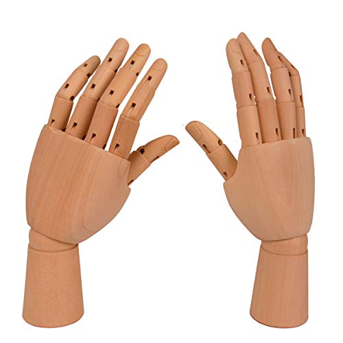 Bleiou Wooden Art Mannequin Hand 7 Inch Art Sectioned Left and Right Hand Model for Drawing, Sketch, Painting