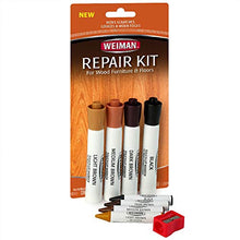 Load image into Gallery viewer, Weiman Wood Repair System Kit - 4 Filler Sticks 4 Touch Up Markers - Floor and Furniture Scratch Fix
