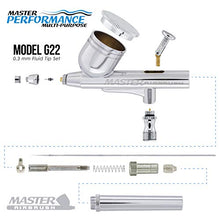 Load image into Gallery viewer, Master Airbrush Model G22 Multi-Purpose Dual-Action Gravity Feed Airbrush Set with a 0.3mm Tip and 1/3 oz. Fluid Cup - User Friendly, Versatile Kit - Spray Auto Graphics, Art, Crafts, Tattoos, Cake
