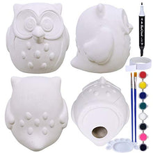 Load image into Gallery viewer, 4 Sets DIY Ceramic Owls Figurines Paint Craft Kit Unpainted Bisque Ceramics Paintable Owls Ceramics Ready to Paint for Holiday at-Home Classroom DIY Craft Project
