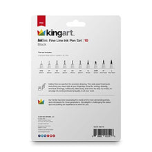 Load image into Gallery viewer, KingArt PRO Inkline Fine Line Pen, Set of 10, Black 10 Piece
