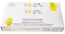 Load image into Gallery viewer, Kiddiz Gloves: Eco-friendly Disposable Gloves for Kids Ages 3 - 8 (100 count)
