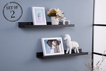 Load image into Gallery viewer, O&amp;K FURNITURE Set of 2 Black Picture Ledge Diaplay Wall Shelf, 18.9&quot; Length
