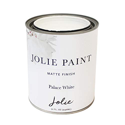 Jolie Paint - Premier Chalk Finish Paint - Matte Finish Paint for Furniture, cabinets, Floors, Walls, Home Decor and Accessories - Water-Based, Non-Toxic - Palace White - 32 oz (Quart)