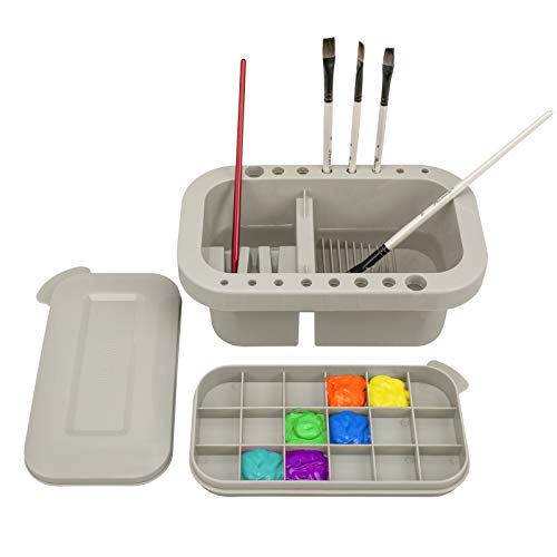 MyLifeUNIT Multifunction Paint Brush Basin with Brush Holder and Palette