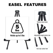 Load image into Gallery viewer, PUJIANG Tabletop Display Easel, Folding Instant Poster Easel, 14&quot; High Black Steel Metal Art Easel for Display Show, Paintings, Posters (Black, 1Pack)
