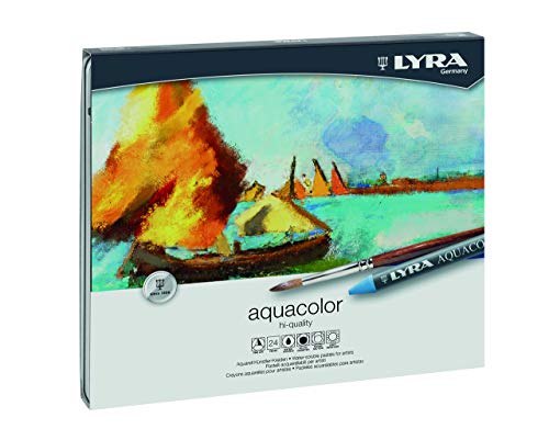 LYRA Aquacolor Water-Soluble Wax Crayons, Set of 24 Crayons, Assorted Colors (5611240)