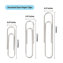 Load image into Gallery viewer, 700 Paper Clips,Medium and Jumbo Size,Paperclips for Office School and Personal Use(28 mm,33mm,50 mm) (Silver)

