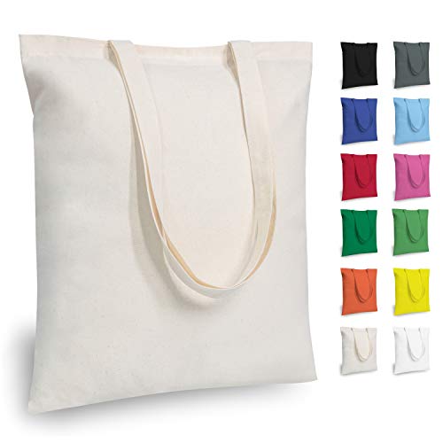 TOPDesign 5 | 12 | 24 | 48 Pack Economical Cotton Tote Bag, Lightweight Medium Reusable Grocery Shopping Cloth Bags, Suitable for DIY, Advertising, Promotion, Gift, Giveaway, Activity (5-Pack)
