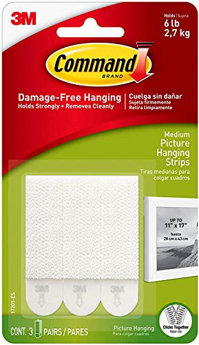 3M Command Adhesive Strip Picture Hanging, Pack of 1, White,CAD17201ES