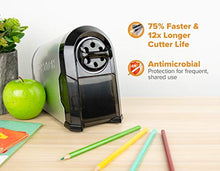 Load image into Gallery viewer, Bostitch Antimicrobial SuperPro Glow Extra Heavy Duty Commercial Classroom Electric Pencil Sharpener with Replaceable Cutter Cartridge System, 6-Hole, Silver/Black (EPS14HC)
