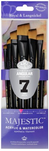 Majestic Royal and Langnickel Short Handle Paint Brush Set, Angular, 7-Piece