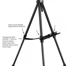 Load image into Gallery viewer, SoHo Urban Artist Travel Painting Field Easel - Light Weight Plein Aire Design, Foldable with Adjustable Height and Carry Bag - Black Anodized Aluminum
