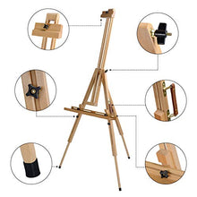Load image into Gallery viewer, T-SIGN Wood Painting Easel Stand, Portable Art Floor Tripod Beech Easel, Foldable Design, Adjustable Height 36.5 to 75.5 Inches, Adjustable Large Tray for Painting, Sketching, Display
