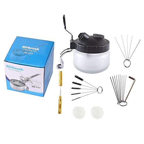Airbrush Cleaning Kit Spray Wash Cleaning Pot Stabilizer Jar Bottles Holder with Cleaning Tools Needle Nozzle Brush