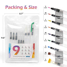 Load image into Gallery viewer, Watercolor Brush Pens Set - Super Easy to Use and Fill, Watercolor Pens Brush Set of 9 Piece for Water Soluble Colored Pencil, Aqua Brush Pen for Beginners, Gift Ideas
