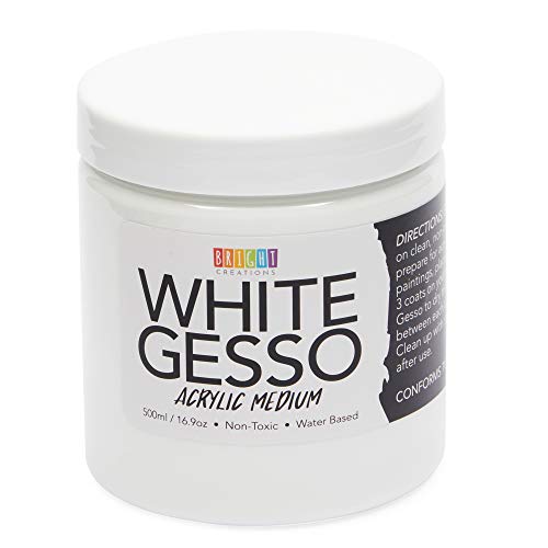 White Gesso Acrylic Paint Base for Canvas, Art, Craft Supplies 500 ml (16.9 oz)