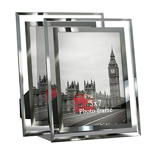 Giftgarden 5 by 7 Inch Modern Glass Picture Frames Friends Gifts for 5x7 Photos Display, Pack of 2