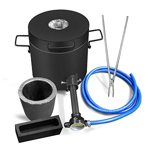 FASTTOBUY 6 KG Propane Melting Furnace Kit w Graphite Crucible and Tongs 1300°C /2372°F Casting Refining Smelting for Precious Metals Gold Silver Tin Aluminum 7-in-1 Melting Casting Tool