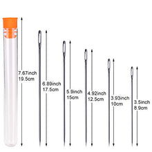 Load image into Gallery viewer, 5 PCS Long Sewing Needles - 5 Size Large Eye Stitching Needles with Needle Storage Tube, 3.5inch to 6.8inch Hand Sewing Needles for Sewing Act Crafts, Upholster
