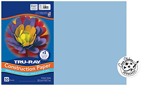 PACON - 103063 Pacon Tru-Ray Construction Paper, 12-Inches by 18-Inches, 50-Count, Sky Blue (103048)