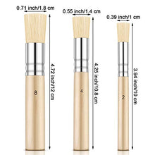 Load image into Gallery viewer, Outus 6 Pieces Wooden Stencil Brushes Pure Natural Stencil Brushes Painting Bristle Brushes for Acrylic Oil Watercolor Art Painting Stencil Project DIY Crafts, 3 Sizes
